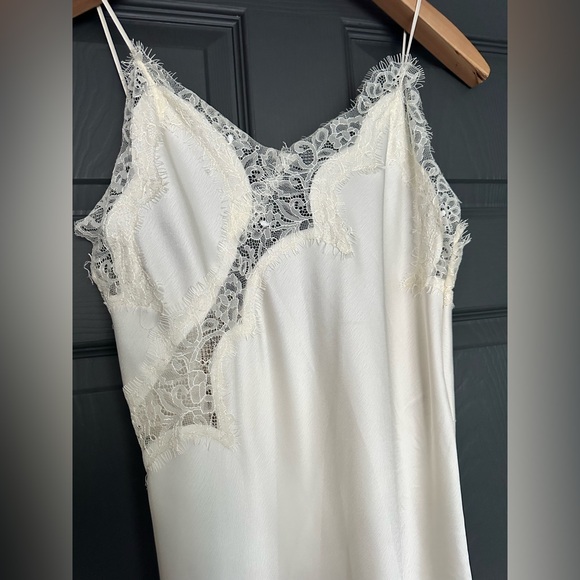 Zara ZW Collection Asymmetric Lace Satin Dress Ivory Size Small NWT - Picture 5 of 7